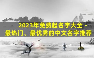 2023年免费起名字大全 - 最热门、最优秀的中文名字推荐